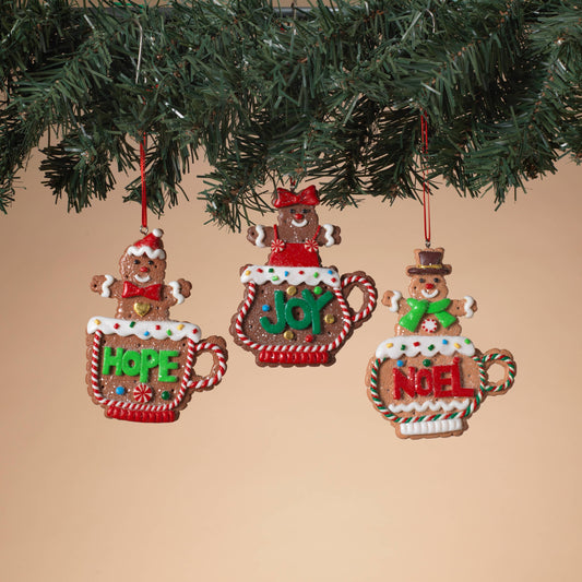 4"H Clay Dough Gingerbread Man in Mug Ornament