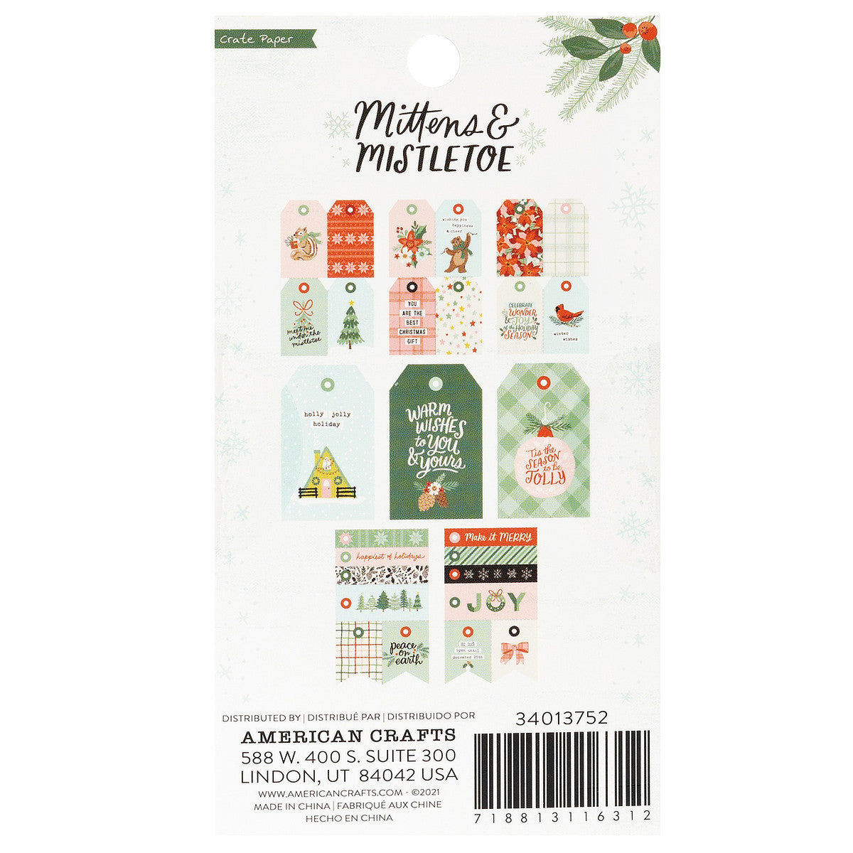 Mittens & Mistletoe Book Of Tags 3"X5.5" 54/Pkg