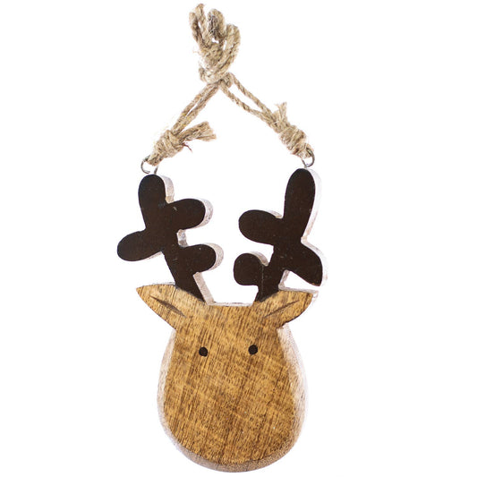 Mango Wood Deer Head Ornaments