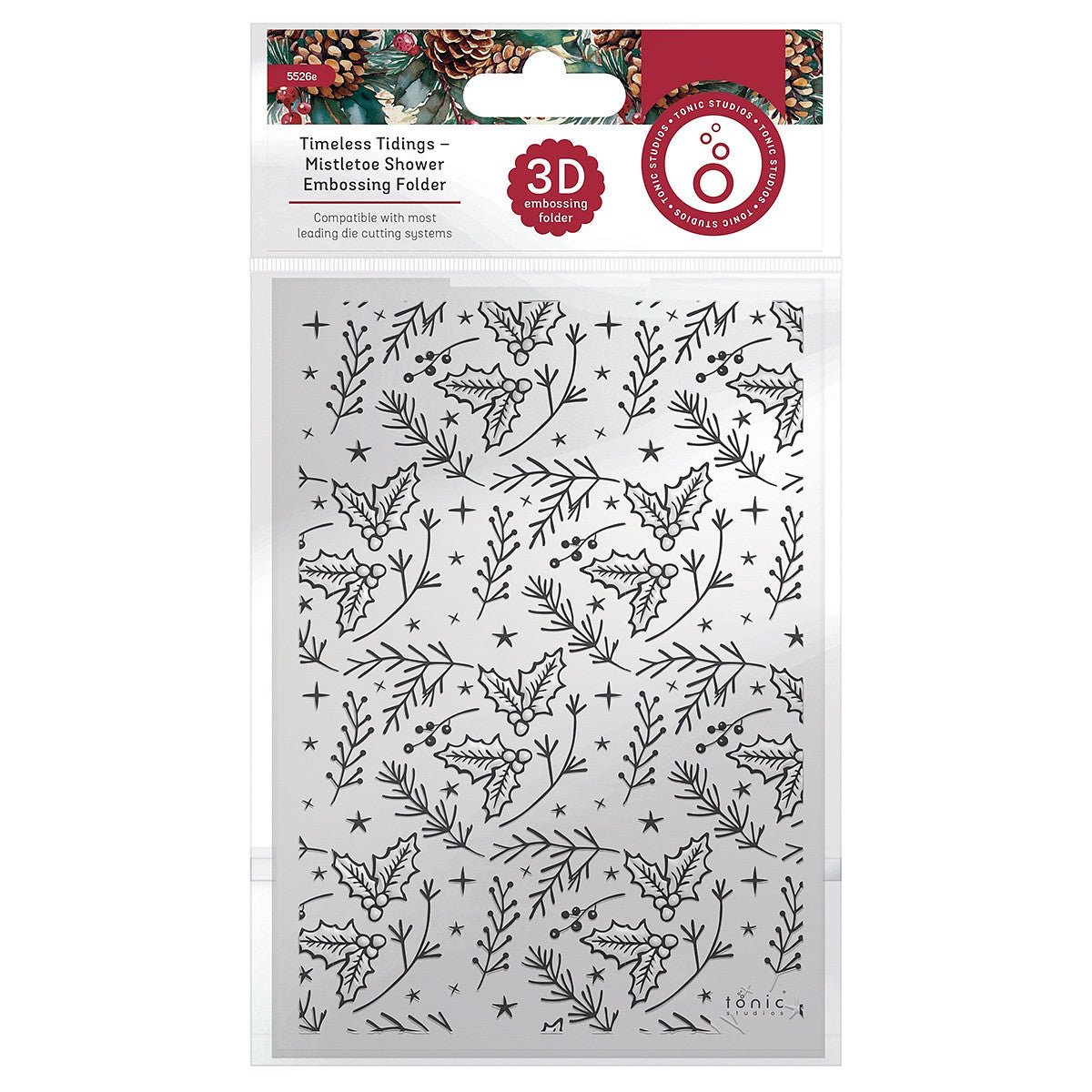 Tonic Studios 3D Embossing Folder-Mistletoe - Timeless Tidings