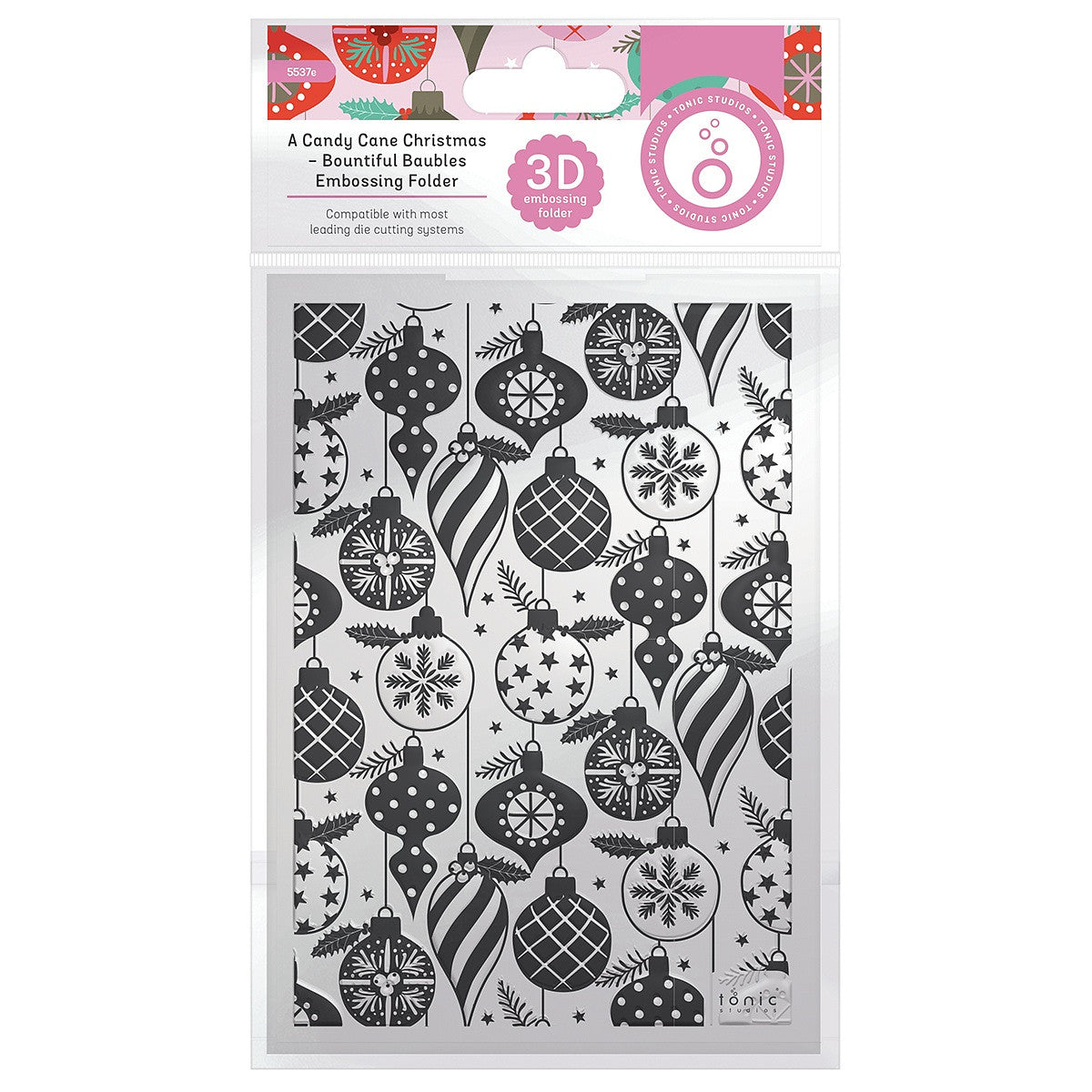 Tonic Studios 3D Embossing Folder-Bountiful Baubles - Candy Cane Christmas